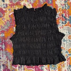 Elegant Black Ruched Sleeveless Women's Top